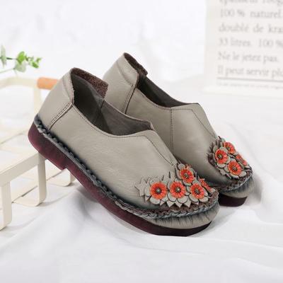 Ортопедические туфли из натуральной кожи, женские балетки, мокасины с цветочным принтом, женские винтажные роскошные лоферы, водонепроницаемые, широкие, шикарные туфли