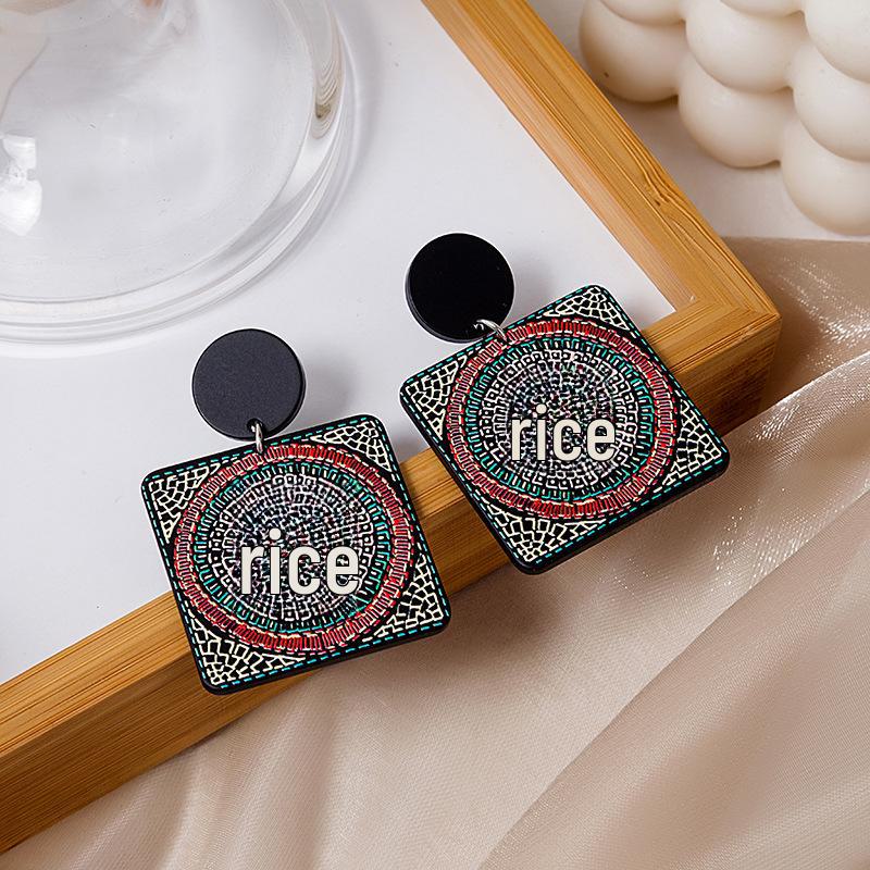 Геометрические серьги «Любовь» с серебряной иглой: Европейский и американский ретро-стиль, красочный, универсальный, мода осень/зима.