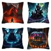 Декоративная наволочка для подушки на Хэллоуин с изображением головы тыквы и старинного замка, подходит для дома, гостиной, дивана, спальни