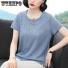 Женская шифоновая футболка с короткими рукавами, свободные топы среднего возраста, модная женская летняя одежда для мам