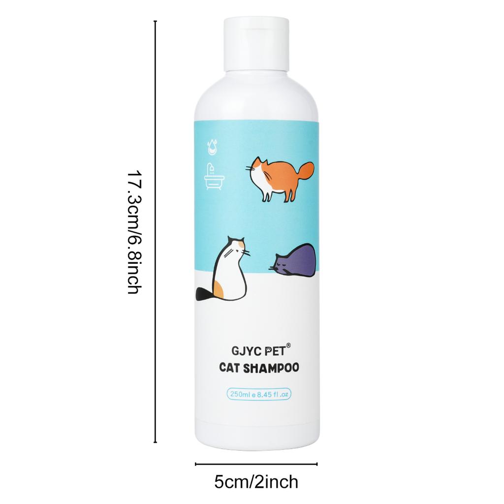 GJYC PET Natural Tear-Free Gentle Cat Shampoo Deep Cleansing Odor Removing Softens Fur Soothes Sensitive Skin For All Cat Breeds