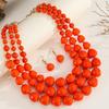 New Design Trendy Fashion Multi-layer Acrylic Beads Handmade Beaded Necklace Earrings Set Women's Party Jewelry Accessories