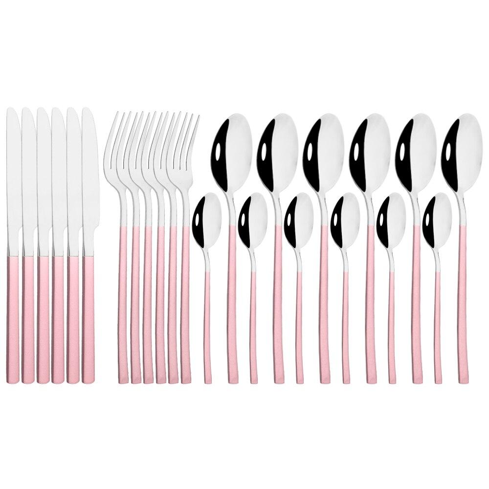 24 шт., черный набор столовых приборов, нож, вилка, ложка, набор столовой посуды, зеркало из нержавеющей стали, чайные ложки, столовые приборы, набор столового серебра