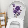 Retro-style Painted Purple Rose and Butterfly Bathroom Wall Stickers