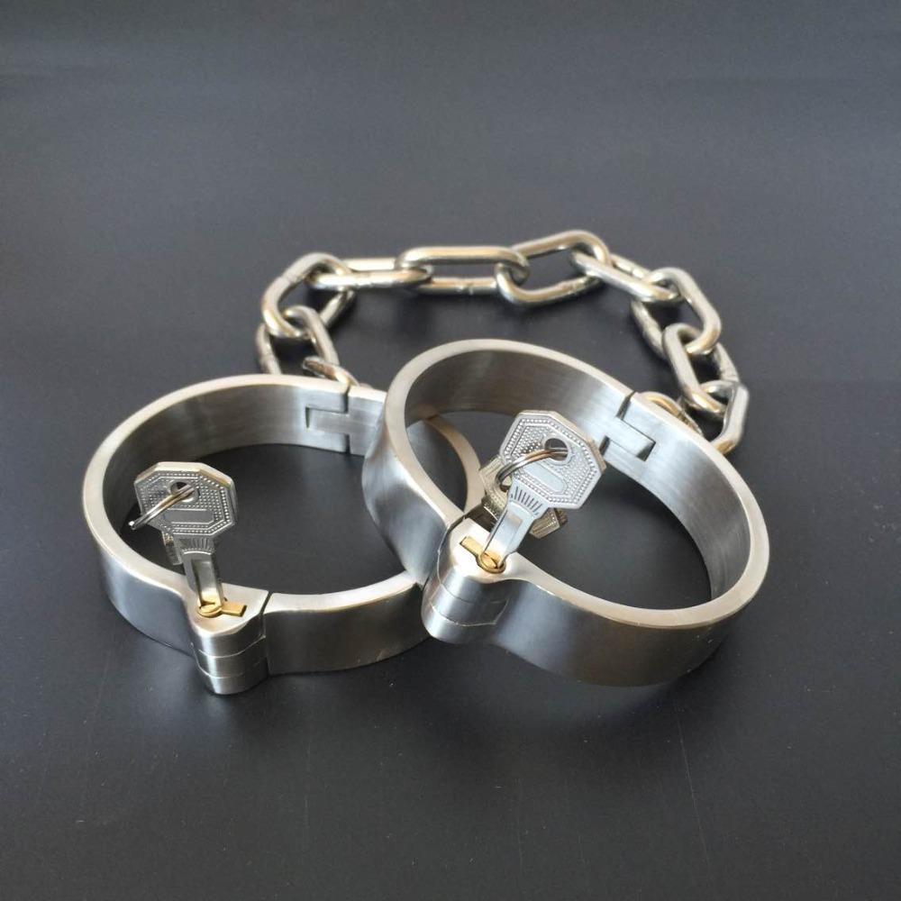 Metal Restraints Set Stainless Steel Locking Collar Cuffs Kit Cuffs & Shackles