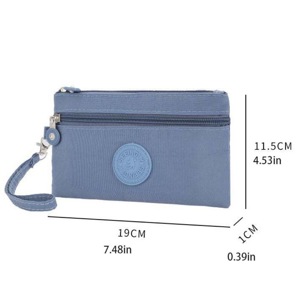 With Lanyard Double Layer Wallet Nylon Simple Money Handbag Fashion Zipper Coin Purse Travel