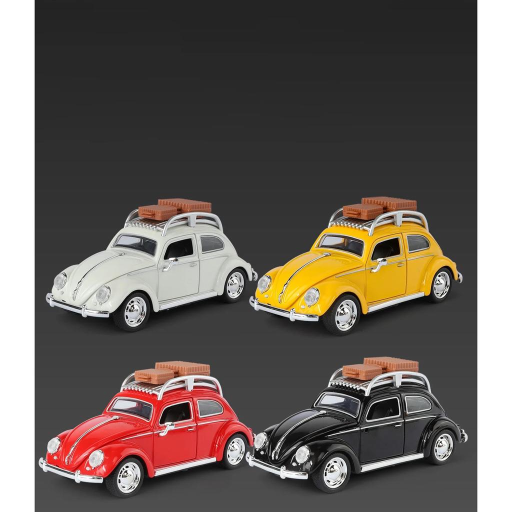 Travel Version 1/32 Beetle Alloy Classic Car Model Diecasts Metal Retro Vehicles Car Model Simulation Sound Light Kids Toys Gift