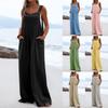 Women's Button Jumpsuit Casual Loose Sleeveless Jumpsuit