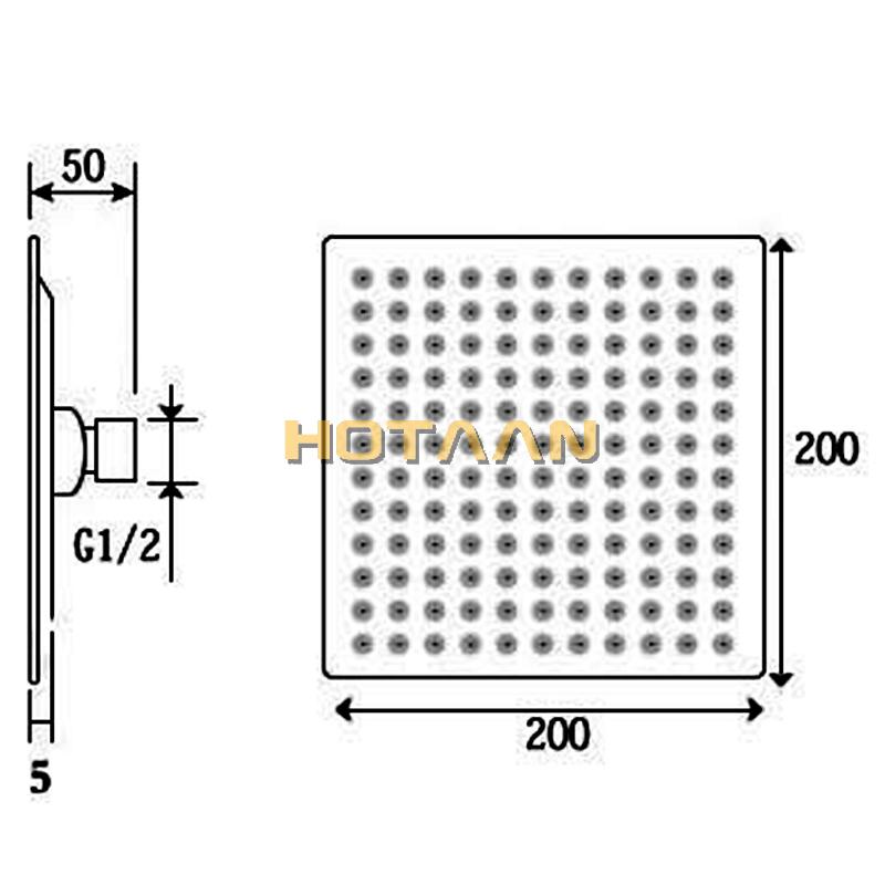 . Черная 8-дюймовая квадратная верхняя душевая лейка 20x20 см, нержавеющая сталь, душевая лейка для ванной комнаты Chuveiro