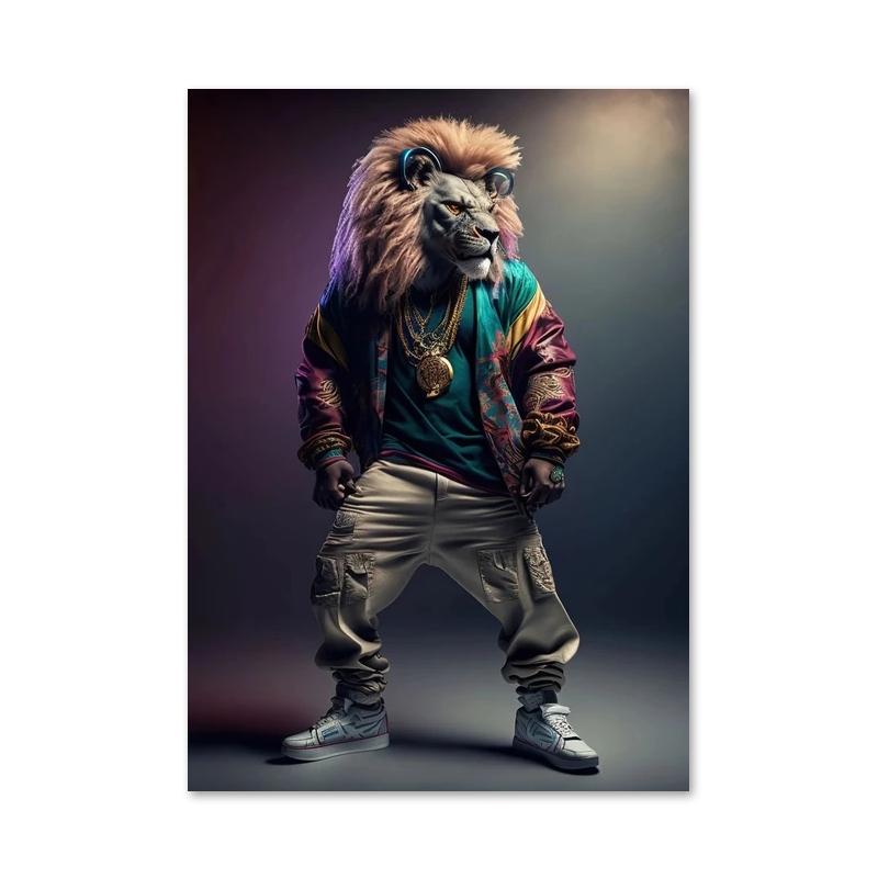 Абстрактное животное Лев Панда Жираф плакат и принты Рэп певец Холст Картина Настенная картина для гостиной Домашнее украшение