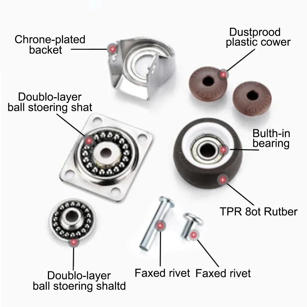 Поворотное колесо 4 шт. Мебельное колесо Универсальное колесо из мягкой резины Роликовое колесо для платформенной тележки Аксессуар для стула 1/2 дюйма
