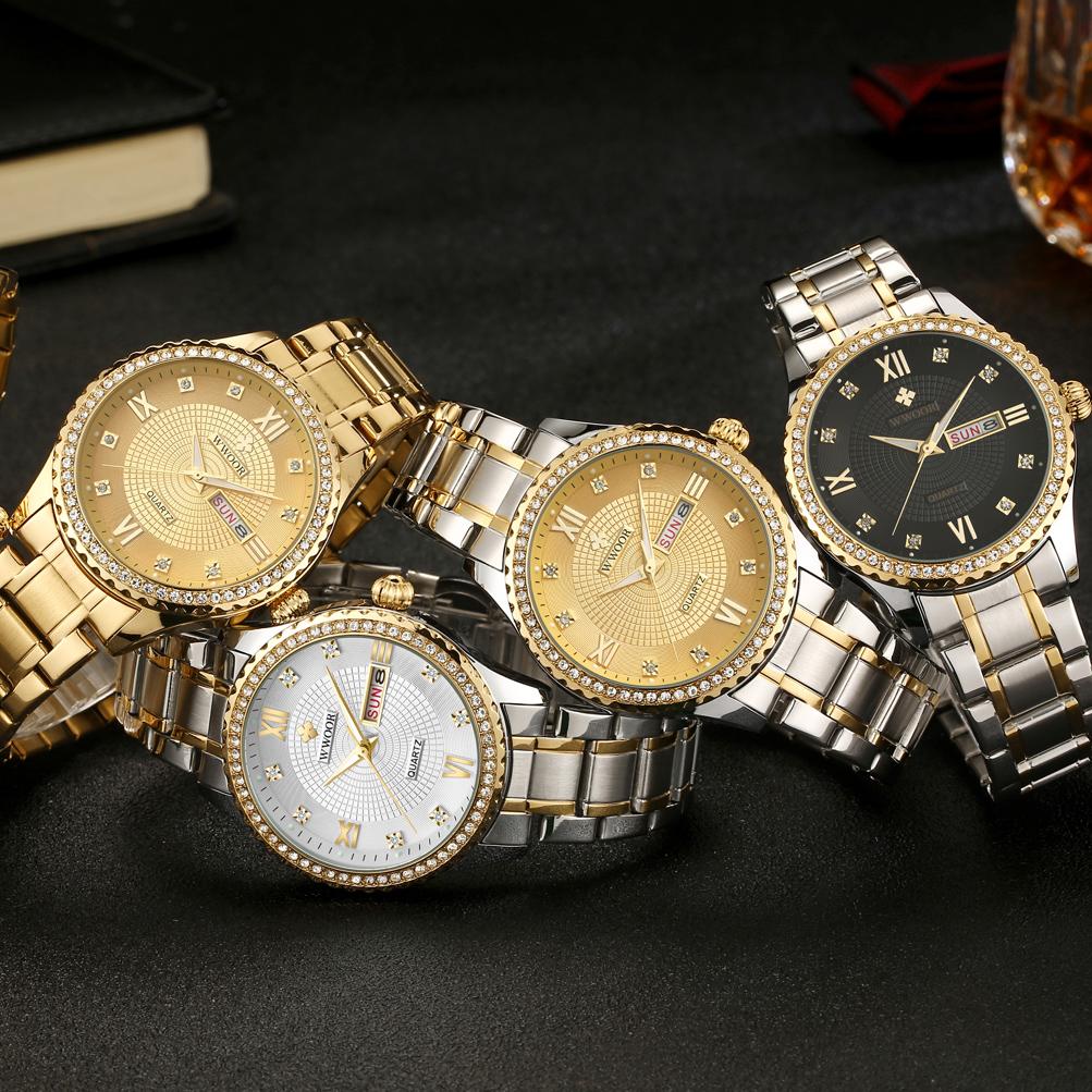 WWOOR Men's Watches Causal Fashion Original Quartz Watch for Man Waterproof Stainless Steel Luminous Date Week Trend Dress Reloj