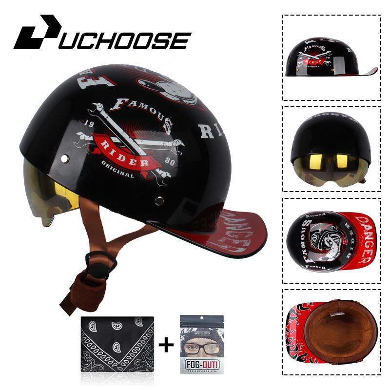 Uchoose бейсбольная кепка, мотоциклетный винтажный ретро-шлем, летние шлемы с открытым лицом, скутер, круизер, чоппер, гангстер, DS, для мужчин, женщин, детей