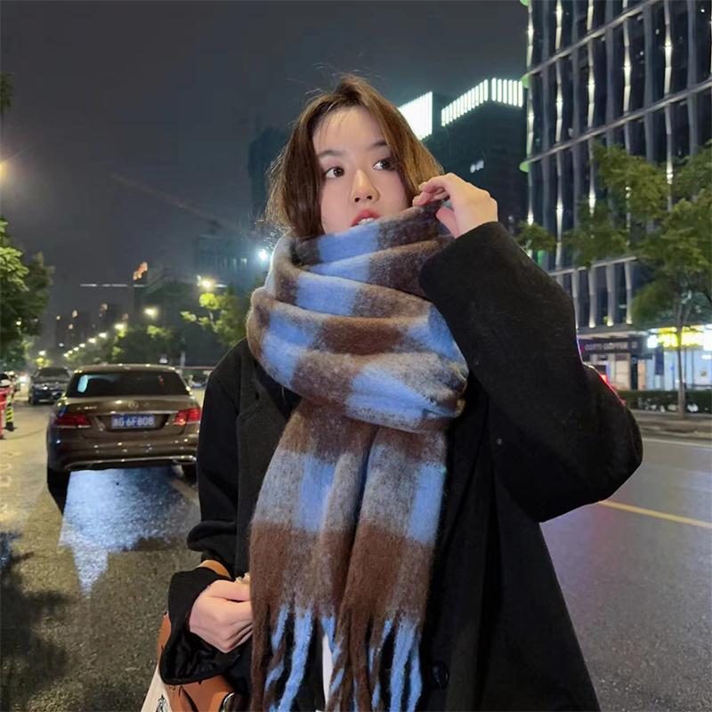 Women'S Winter Thickened Versatile Cashmere Shawl Warm Solid Color Scarf