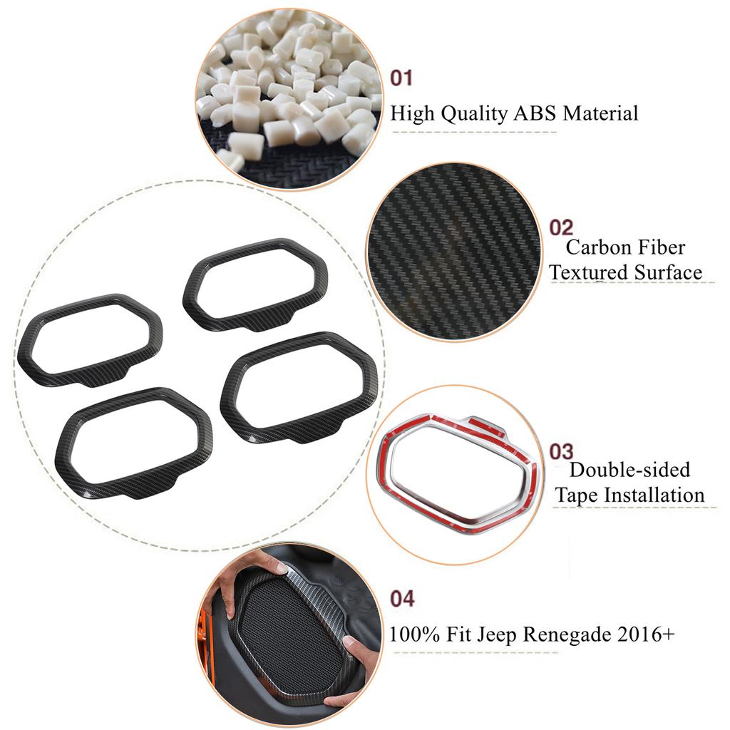 Дверь автомобиля, аудио динамик, декоративная крышка, кольцевая рамка, наклейки на отделку для Jeep Renegade 2016-2022, авто интерьерные молдинги