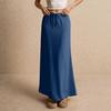 Женская макси-юбка средней посадки, однотонная длинная юбка на шнурке, легко сочетающаяся с женской юбкой для работы, отдыха, повседневной носки