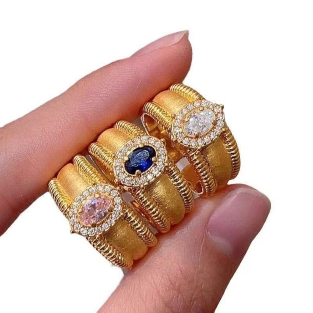 Vintage Crystal Split Ring Unique Adjustable Finger Rings Retro Pearl Opening Rings Female