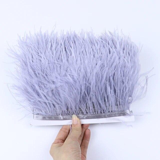 Цветная страусиная отделка 6-8 см, 1 м, 5 м, 10 м для поделок, свадебное платье, украшение одежды, лента с бахромой из перьев, отделка для шитья Flecos