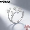 WOSTU 925 Sterling Silver Multi Layer Butterfly Open Ring For Women AAA Zircon Stackable Rings Party Everyday Wear Jewelry