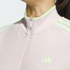 adidas Женская куртка с длинными рукавами и воротником-стойкой в полоску с цветными блоками, на молнии, масляно-серого фиолетового цвета IK9795