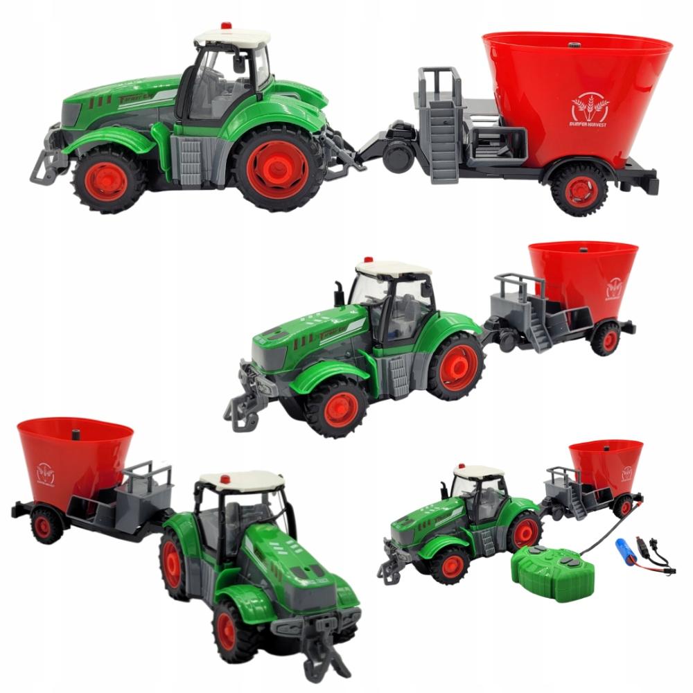 Traktor Zdalnie Sterowany Z Przyczepą Rozsiewacz Na Pilot Światło Rc
