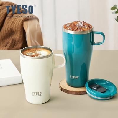 TYESO Изолированная кофейная кружка из нержавеющей стали 400/500 мл, бутылка-тамблер, автомобильная кружка с ручкой, термокружка для путешествий, для дома, для улицы