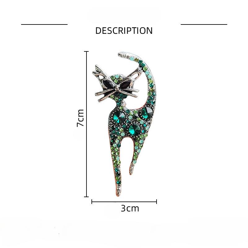 Vintage Rhinstone Cat Brooches For Women Metal Multi-color Cat Animal Casual Party Brooch Pins Gifts