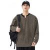 Striped Long Sleeve T-Shirt Unisex Oversized Crew Neck Cotton Tee Fall Daily Wear