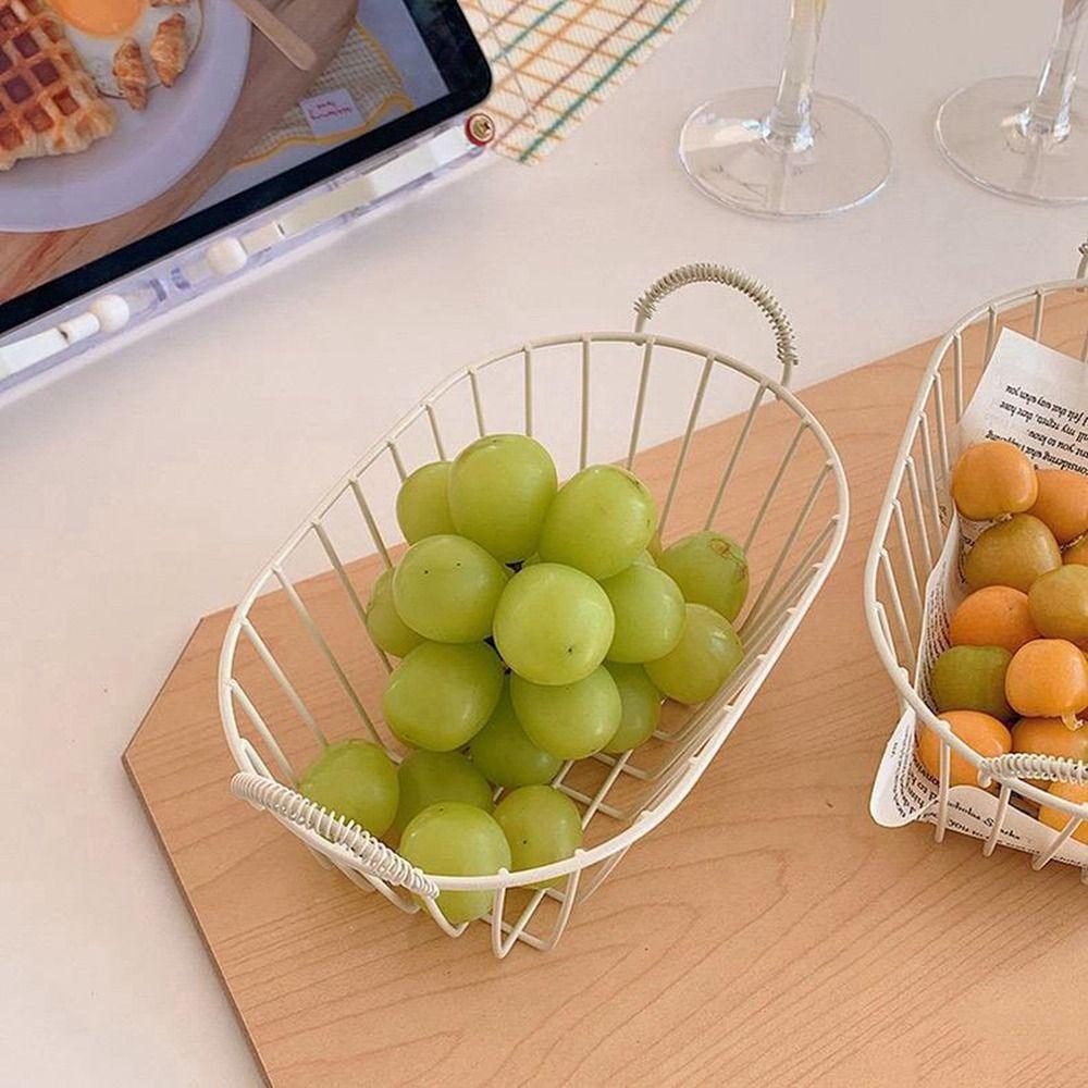 Small Iron Bread Baskets Beige Fruit Basket Versatile Sundries Organizer  for Home