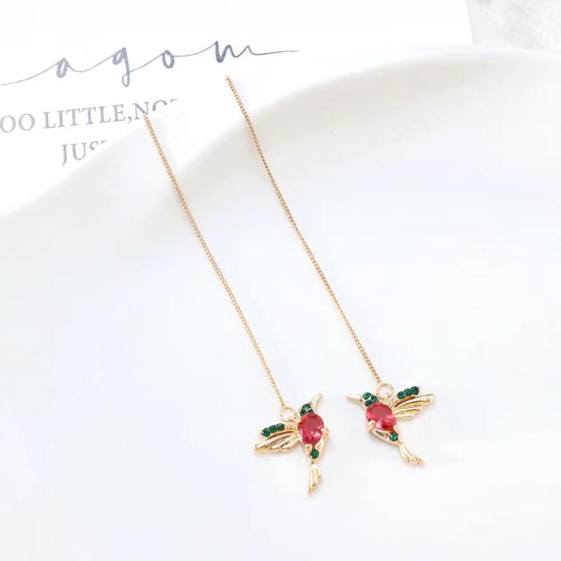 Luxurious Unique Long Drop Earrings Bird Pendant Tassel Crystal Pendant Earrings Ladies Jewelry