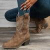Classic Western Boots for Woman  Cow Suede Pointed Toe Wedges Heel Ankle Boots Simple Comfortable Cowboy Boots Female
