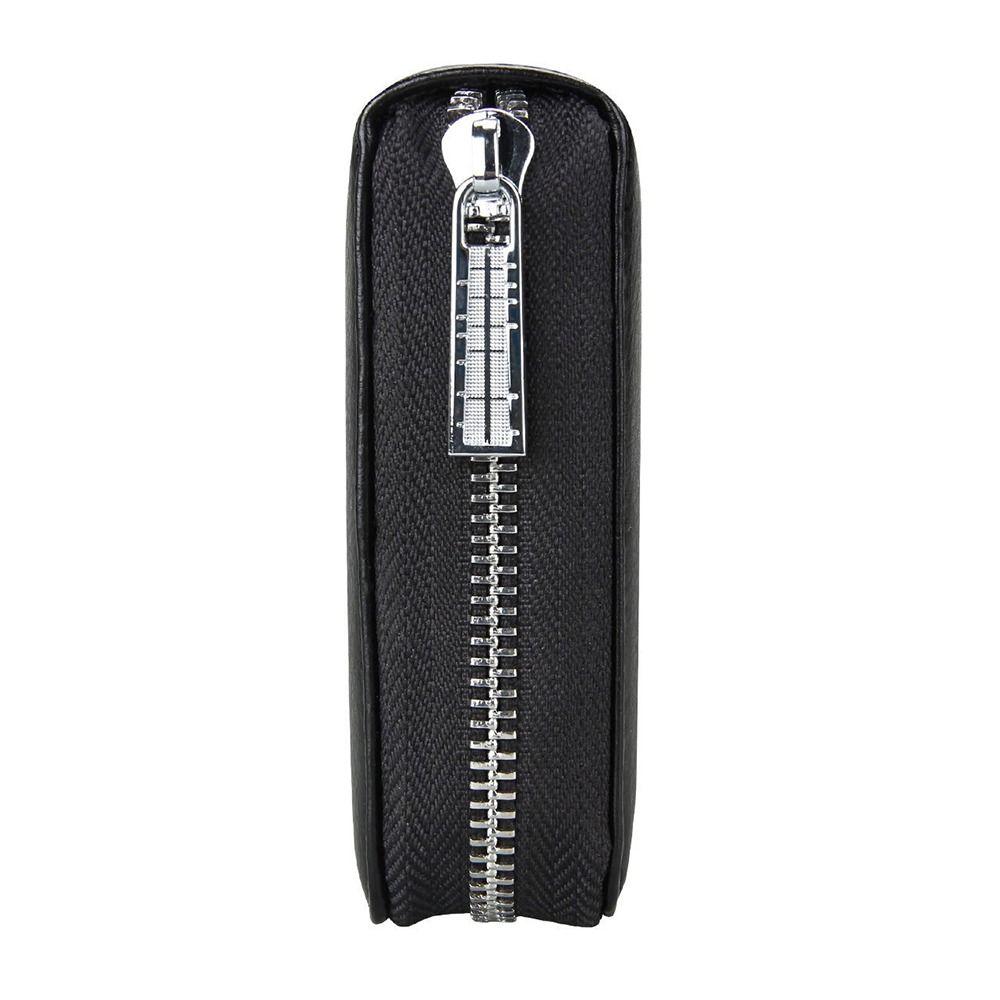 Large Capacity Genuine Leather Wallet Multiple Slots Zippered Credit Card Holder Accordion Design Multi-Card Card Storage Bag