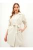LCW Jacket Collar Waist Belted Pocket Detailed Long Sleeve Women's Trench Coat