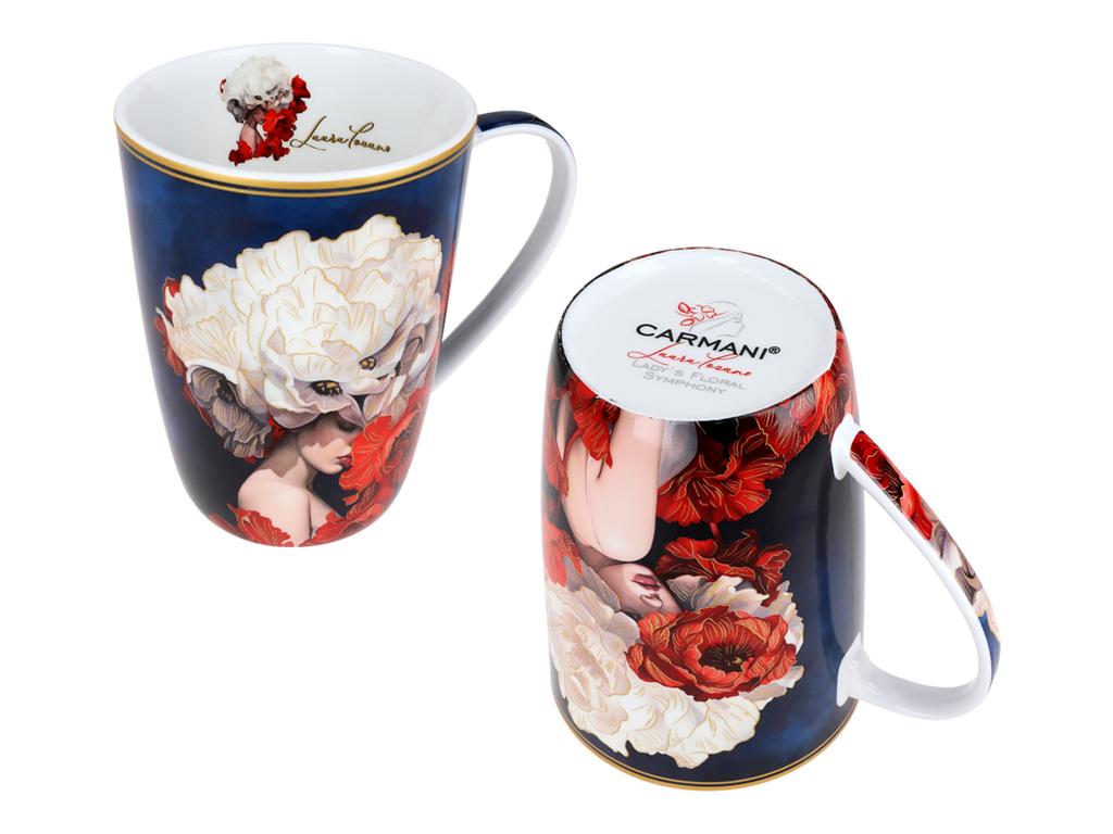 Kubek Sitkiem Przykrywką Lady's Floral Symphony Carmani Ceramika 300Ml