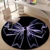 1pc Bow Ribbon Office Round Area Rug, Indoor Mat Suitable ForOffice, Under Office Chairs Bedroom Living Room Home Decor, Room Deco T102