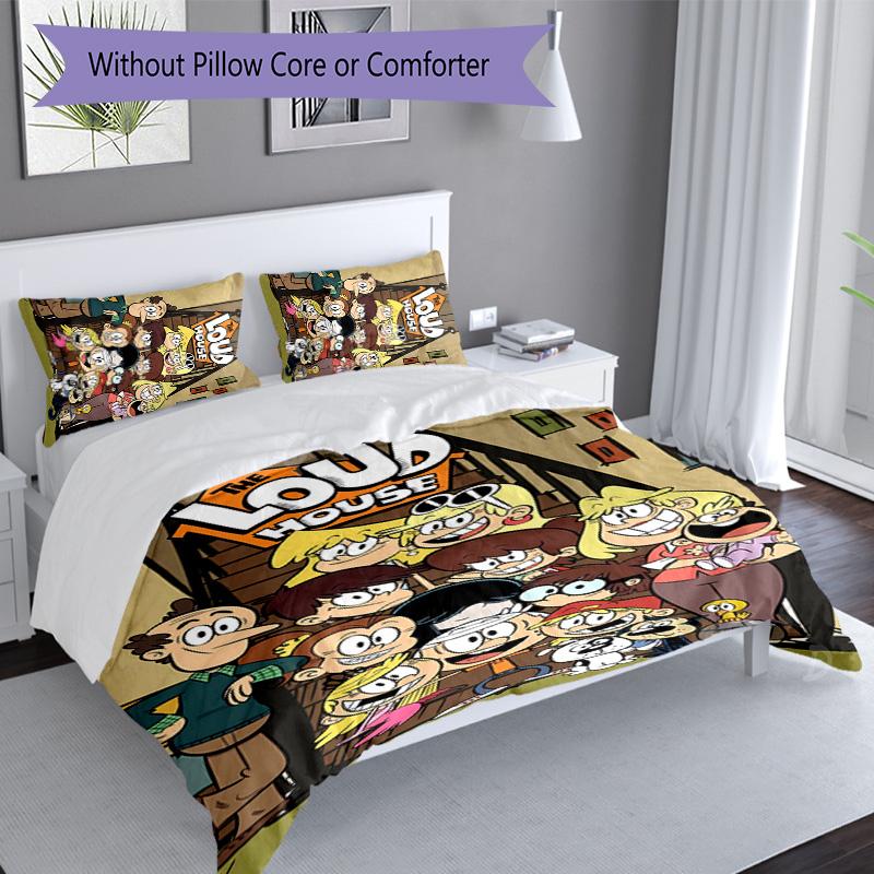 3pcs The Loud House1 pattern bedding set duvet cover set includes duvet cover &pillowcases, perfect all season bedroom decoration & gift