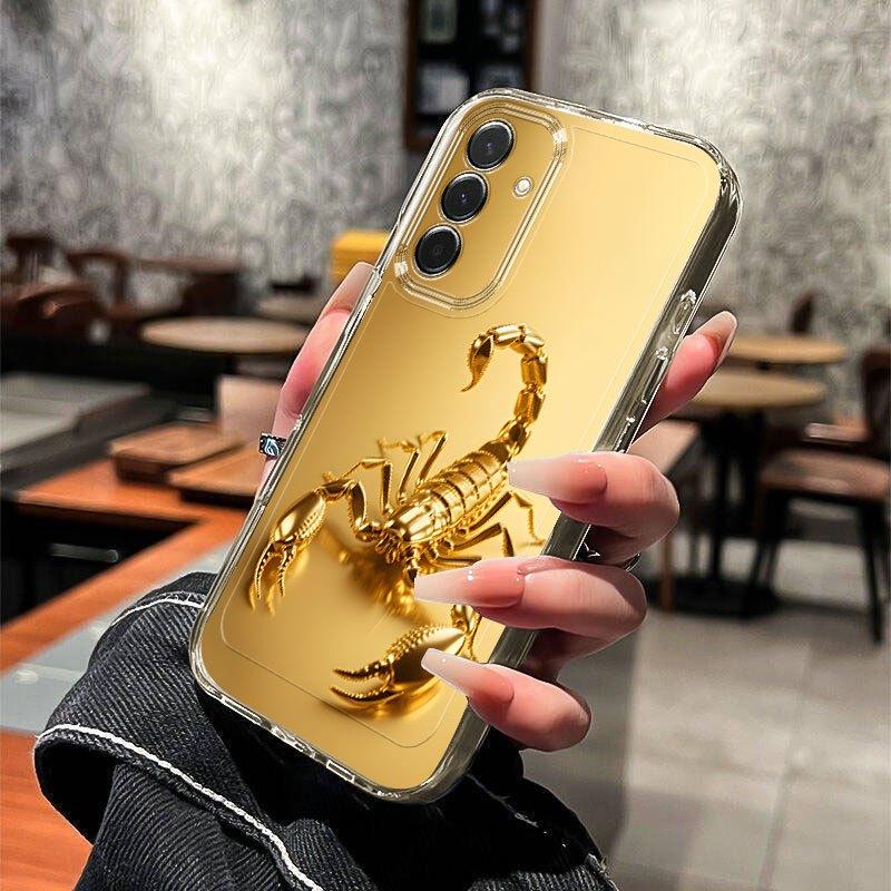 Прозрачный чехол для телефона 'Золотой Скорпион' Подходит для Samsung Galaxy S26 S25 S24 S23 S22 S20 FE/Ultra/Plus Противоударная задняя крышка