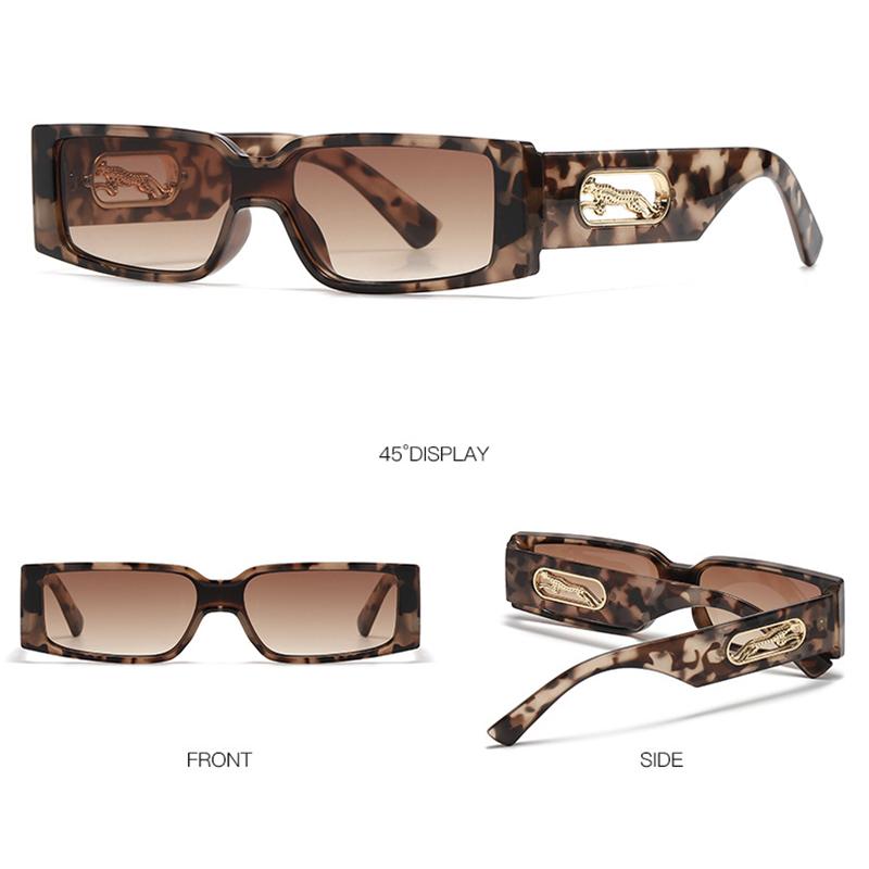 Luxury Brand Designer Square Small Frame Sunglasses Women Men Fashion Vintage Travel Leopard Head Sun Glasses For Female Uv400