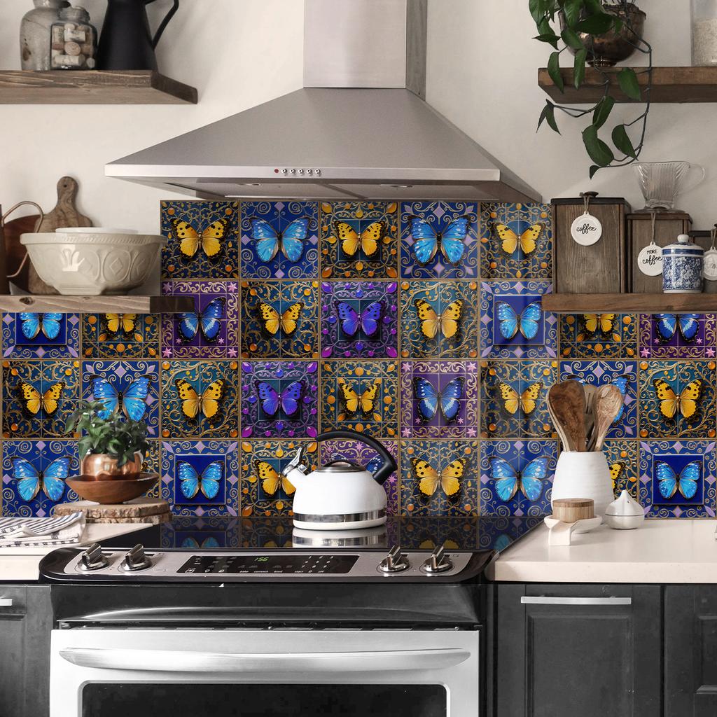 24 шт. Наклейка на стену в европейском стиле под плитку, самоклеящаяся, для кухни, ванной комнаты, декоративные наклейки на плитку, глянцевые хрустальные наклейки на стену