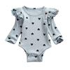 Infant Newborn Baby Girls Valentine's Day Heart Print Ruffles Romper Bodysuit