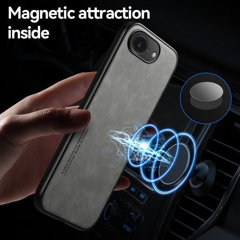 Магнитный чехол с покрытием "кожа на ощупь" для Apple iPhone 16e iPhone 16 Pro Max Plus Защитная накладка Противоударный Coque Funda Capa