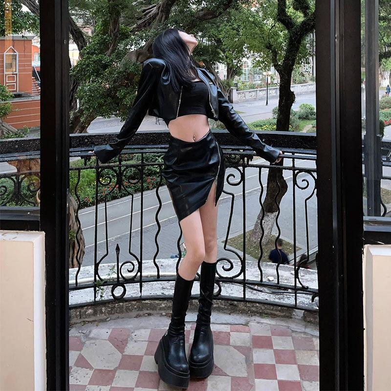 European And American Spice Girls Knight Boots Women'S Thick-Soled Round Head Black Versatile But Knee High Boots Sleeves Trendy Fashion Boots