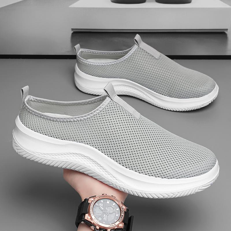 Летние мужские кроссовки большого размера с сетчатой воздушной вставкой, ультралегкие, унисекс, домашние тапочки