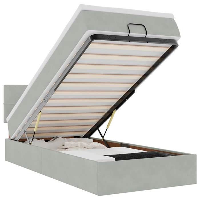 VidaXL Cadre de lit ottoman et matelas gris clair 90x190 cm velours, cadre de lit, cadre de lit rembourré, cadre de lit 3311741