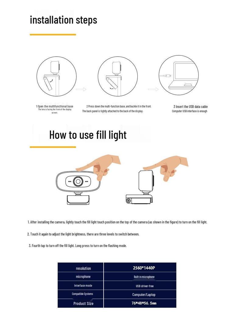 PC Webcam with Microphone, 2K/4K Streaming, USB, Full HD Autofocus, Driver-Free, Ideal for Online Classes