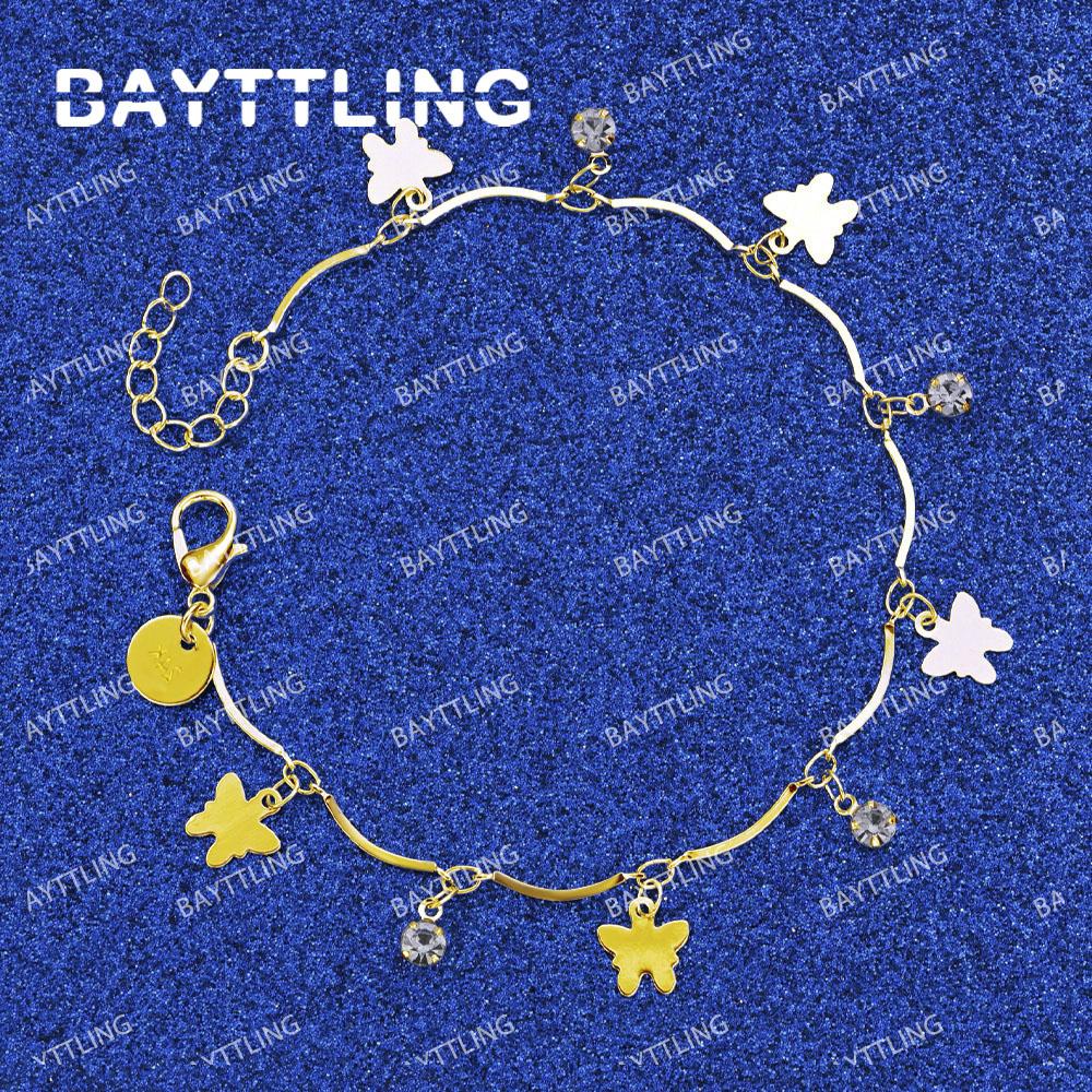 925 Sterling Silver 18K Gold 8 Inches Fine Butterfly Zircon Bracelet For Women Men Fashion Punk Party Jewelry Gift