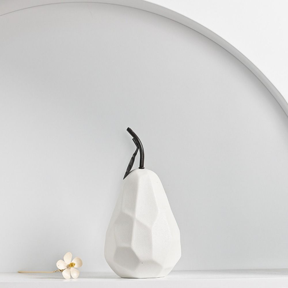 Ceramic Pear Statue Simple Miniatures Figurine Sculpture Crafts Fruit Ornament  Prop