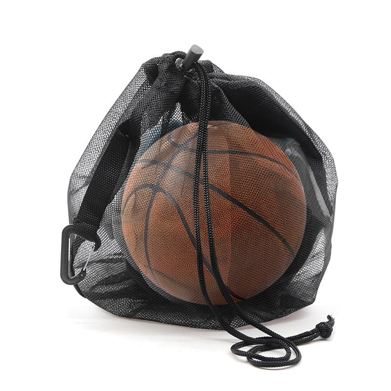 Portable Single Mesh Ball Bag Outdoor Volleyball Basketball Bag with Drawstring Sport Equipment Storage Net