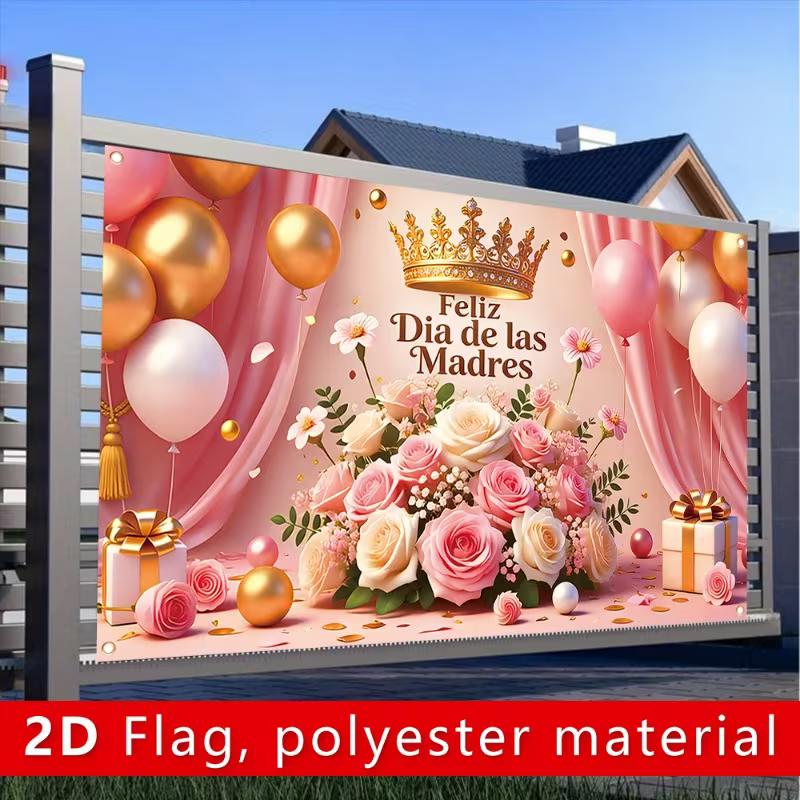 2D Polyester 2D Mother's Day Banner Feliz Dia de las Madres Party Background Decoration