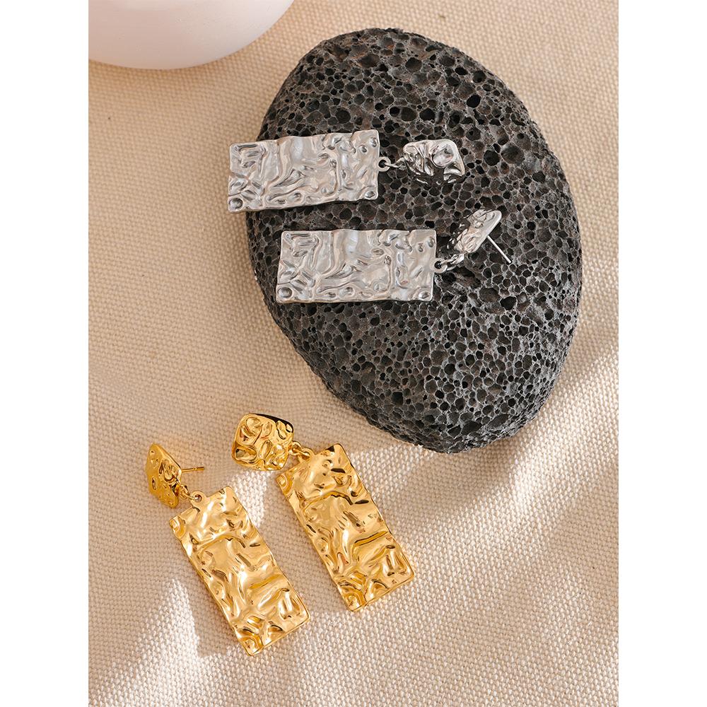 Eetit Серьги-подвески из нержавеющей стали с металлическим молотком в форме прямоугольника, предотвращающие аллергию, повседневные ювелирные изделия из нержавеющей стали в подарок